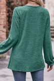 Plain Gathering Screw Neck Long Sleeves Top