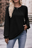 Plain Gathering Screw Neck Long Sleeves Top