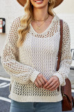 Eyelet Hooded Knitting Sweater 