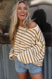 Yellow Striped Drop Shoulder Oversized Sweater