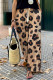 Leopard Drawstring Wide Leg Casual Pants