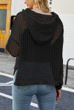 Eyelet Hooded Knitting Sweater 