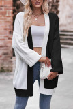 Colorblock Front Open Knitting Cardigan 