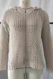 Eyelet Hooded Knitting Sweater 