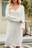 V Neck Texture Knitting Sweater Dress