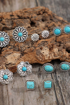 Turquoise Blossom Earrings Set