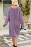 V Neck Texture Knitting Sweater Dress