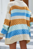 Colorblock Front Open Knitting Cardigan