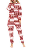 Christmas Style Hooded Zipper One Piece Jumpsuit