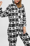 Christmas Style Hooded Zipper One Piece Jumpsuit