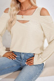 Cold SHoulder Texture Plain Top 