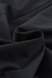 Black Elastic Waist Drawstring Cuffs Cargo Pants