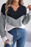 Colorblock Knitting Pullover Sweater