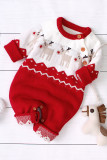 Christmas Reindeer Knitting Kids One Piece Romper  