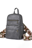 Aztec Strap Zipper PU Leather Backpack