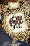Leopard It's Fall Yall! Bleached Print Short Sleeve Graphic Tee
