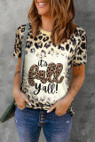 Leopard It's Fall Yall! Bleached Print Short Sleeve Graphic Tee