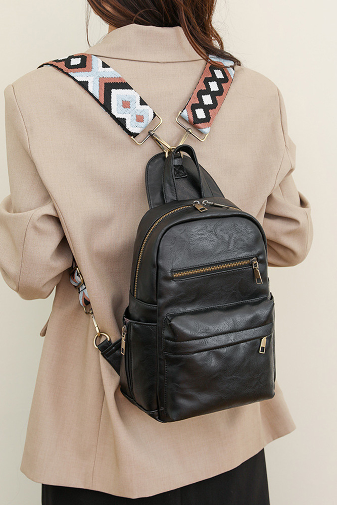 Studded Backpack With Chain Zipper