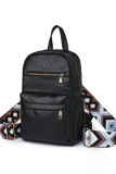Aztec Strap Zipper PU Leather Backpack