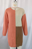 Colorblock Knitting Sweater Dress 