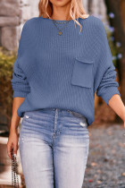 Plain Pockets Knitting Pullover Sweater 