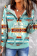 Blue Western Print Plus Size Hoodie