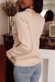 Apricot Chest Pockets Button up Knitted Cardigan