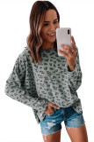 Leopard Animal Print Stitching Loose Long Sleeve Top