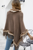 Plain Tassle Hem Fleece Cape 