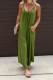 Plain V Neck Ruffles Pockets Wide Leg Jumpsuit