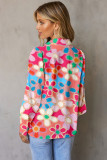 Multicolor Floral Print Bubble Sleeve Shirt