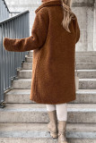 Plain Open Button Fluffy Long Length Jacket