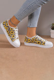 Sunflower Daisy Print Lace Up Flat Shoes