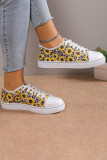 Sunflower Daisy Print Lace Up Flat Shoes