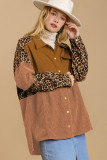 Leopard Patchwork High Low Shirt Jacket
