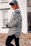 Black Plaid Print Chest Pockets Buttoned Tunic Shacket