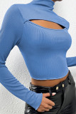 Turtleneck Cut Out Knitting Top 