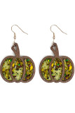 Pumpkin Glitter Bling Wood Earrings 