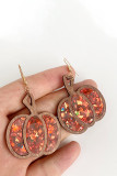 Pumpkin Glitter Bling Wood Earrings 