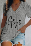 Gigi Print V Neck Graphic Tee