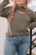 Green Plus Size Ribbed Mock Neck Peek-A-Boo Cut Out Top