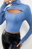 Turtleneck Cut Out Knitting Top 
