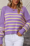 Stripes Splicing Knitting Pullover Sweater 