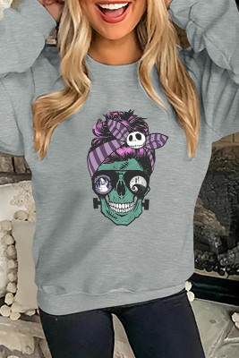 Skull Print Long Sleeve Sweatshirts