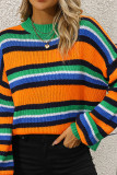 Colorful Rainbow Stripes Knitting Sweater 