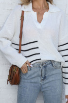 Stripes Splicing Pullover Sweater 