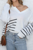 Stripes Splicing Pullover Sweater 