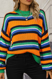 Colorful Rainbow Stripes Knitting Sweater 