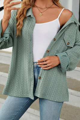 Plain Jacquard Open Button Jacket