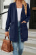 Plain Jacquard Open Button Pockets Cardigans
